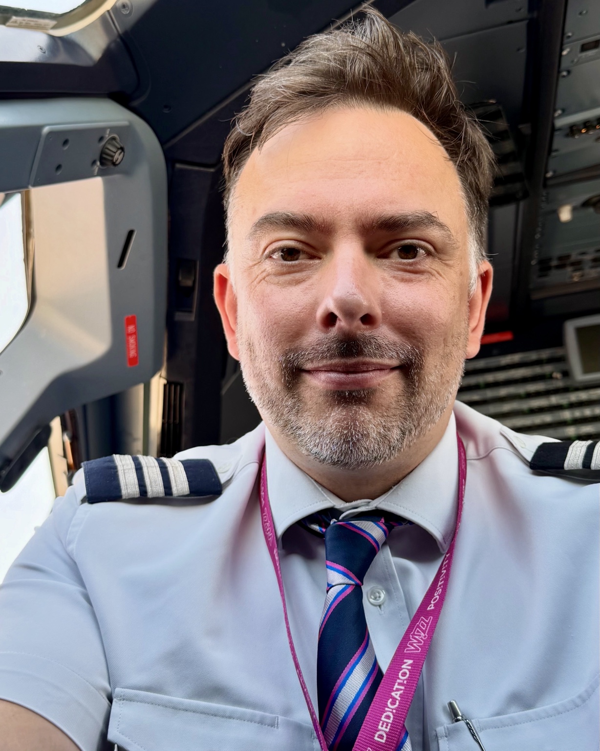 Tom Copestake in an aircraft cockpit
